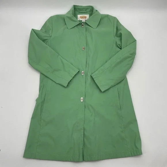 Talbots Womens Sage Green Toggle Button Rain Jacket Coat Size M - Picture 6 of 13